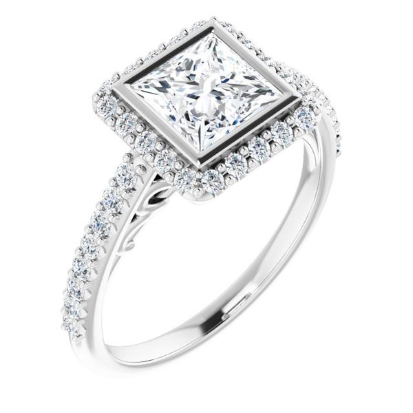 Bezel-Set Halo-Style Engagement Ring Meritage Jewelers Lutherville, MD