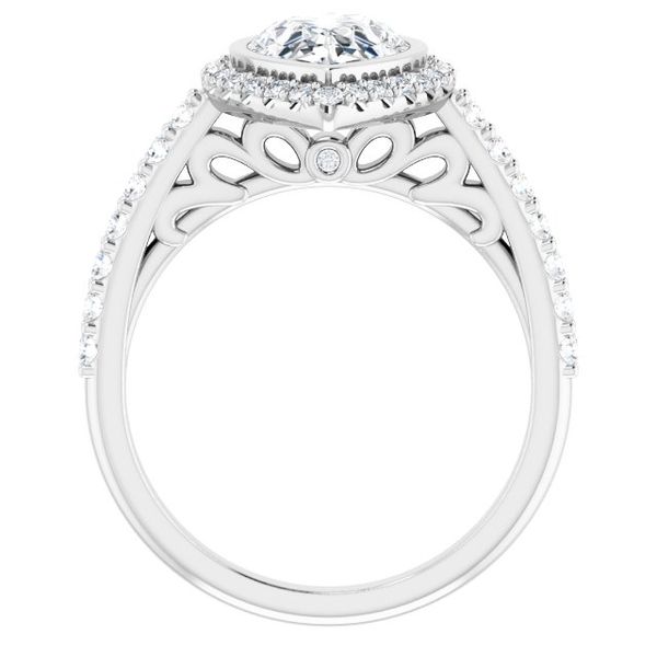Bezel-Set Halo-Style Engagement Ring Image 2 Perry's Emporium Wilmington, NC