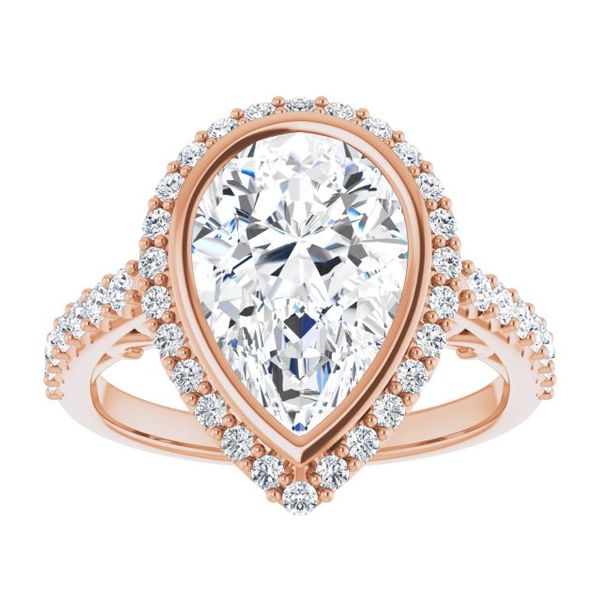Bezel-Set Halo-Style Engagement Ring Image 3 Natale Jewelers Sewell, NJ