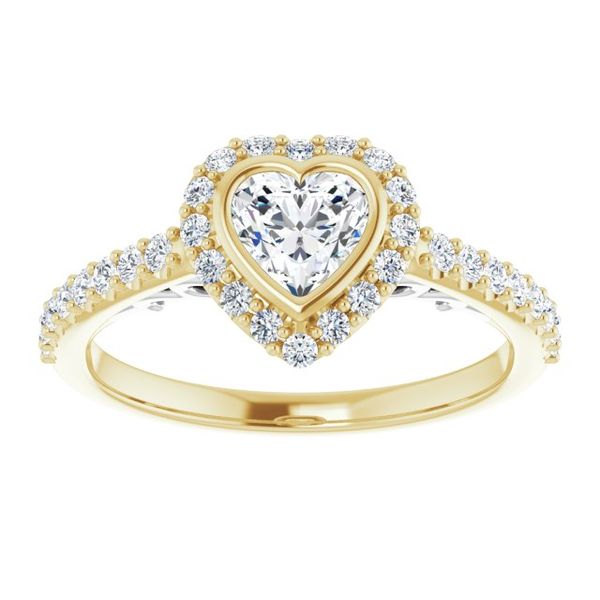 Bezel-Set Halo-Style Engagement Ring Image 3 Peran & Scannell Jewelers Houston, TX