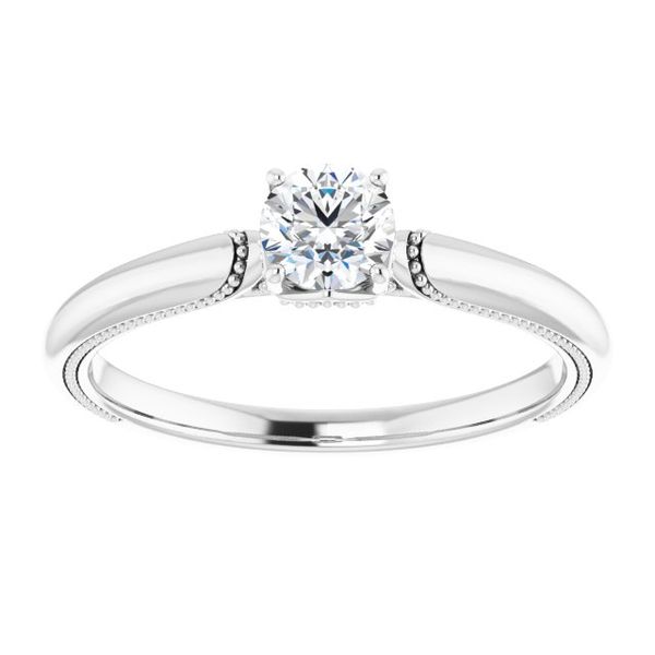 4-Prong Solitaire Engagement Ring with Accent Image 3 The Jewelry Source El Segundo, CA