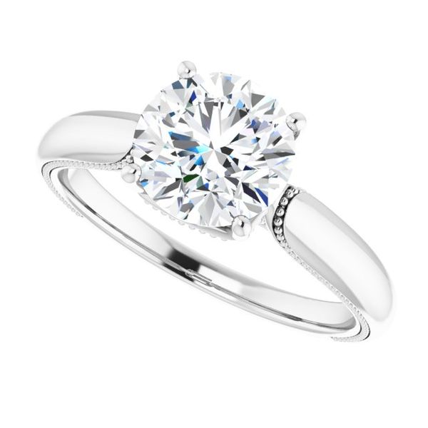 4-Prong Solitaire Engagement Ring with Accent Image 5 Maharaja's Fine Jewelry & Gift Panama City, FL