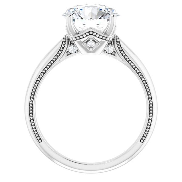 4-Prong Solitaire Engagement Ring with Accent Image 2 Maharaja's Fine Jewelry & Gift Panama City, FL