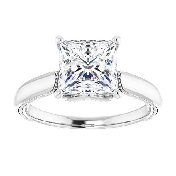 4-Prong Solitaire Engagement Ring with Accent Image 3 Perry's Emporium Wilmington, NC