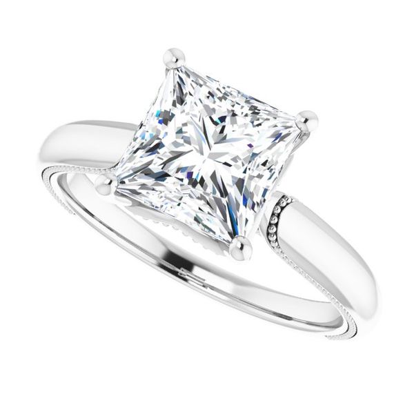 4-Prong Solitaire Engagement Ring with Accent Image 5 Perry's Emporium Wilmington, NC