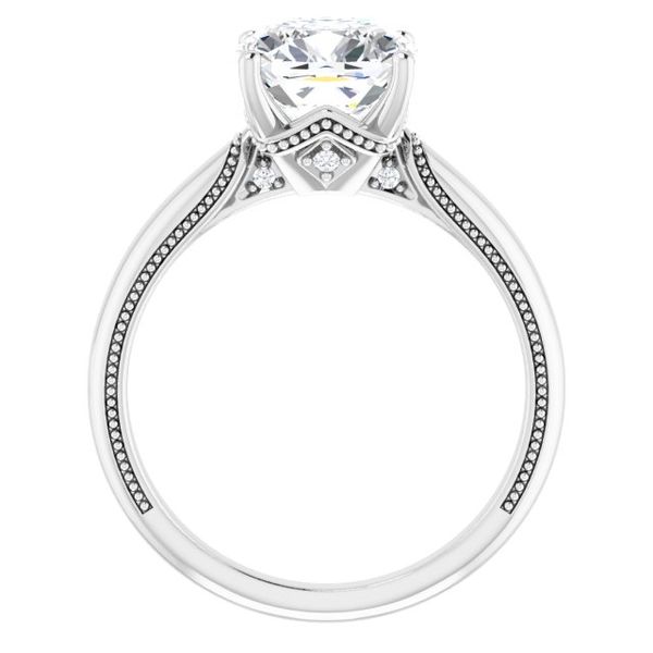 4-Prong Solitaire Engagement Ring with Accent Image 2 The Jewelry Source El Segundo, CA