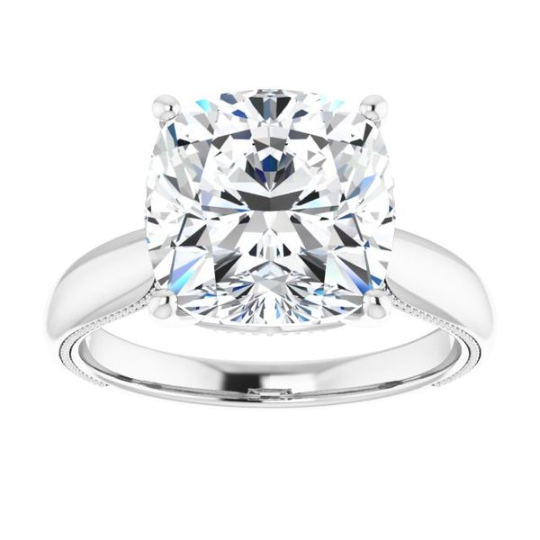 4-Prong Solitaire Engagement Ring with Accent Image 3 L.I. Goldmine Smithtown, NY