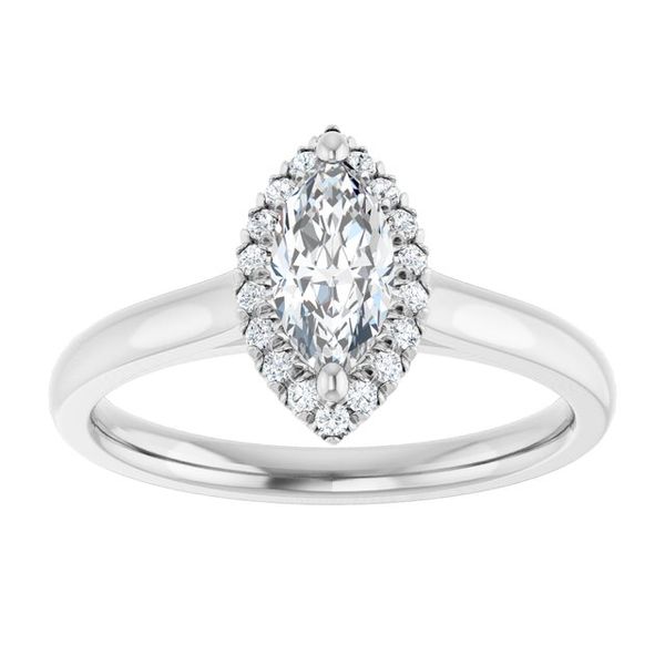 French-Set Halo-Style Engagement Ring Image 3 Peran & Scannell Jewelers Houston, TX