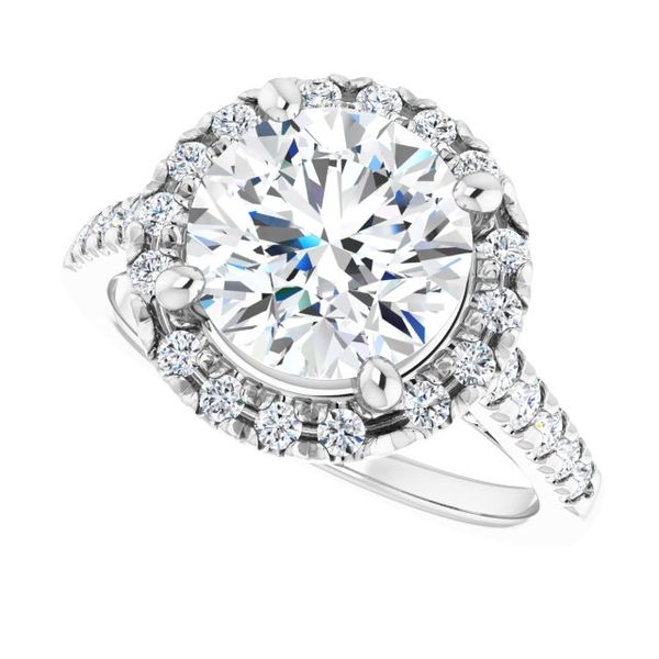 French-Set Halo-Style Engagement Ring Image 5 L.I. Goldmine Smithtown, NY