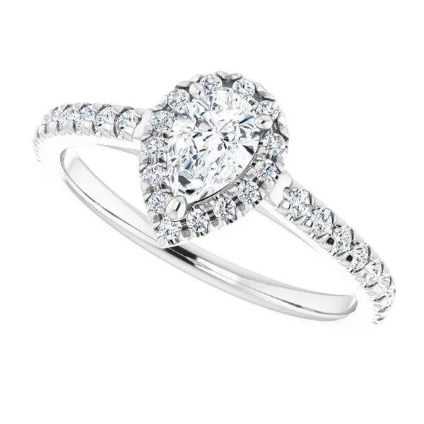 14k White Gold Pear Shape MARS Engagement Ring .25Ctw