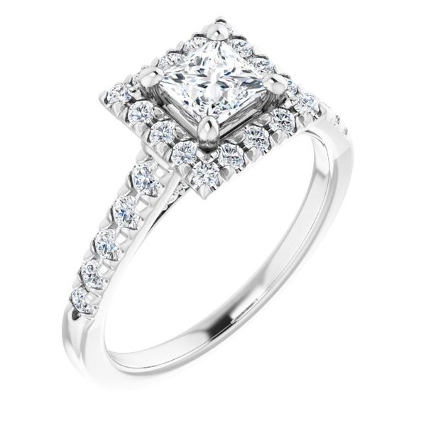 French-Set Halo-Style Engagement Ring Oak Valley Jewelers Oakdale, CA