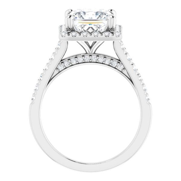 French-Set Halo-Style Engagement Ring Image 2 The Jewelry Source El Segundo, CA