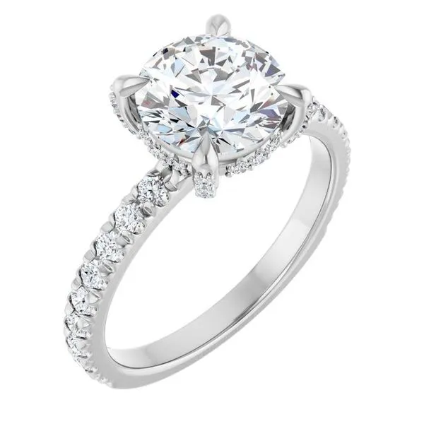 Claw-Prong Hidden Halo-Style Engagement Ring