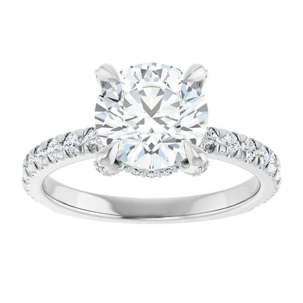 Claw-Prong Hidden Halo-Style Engagement Ring