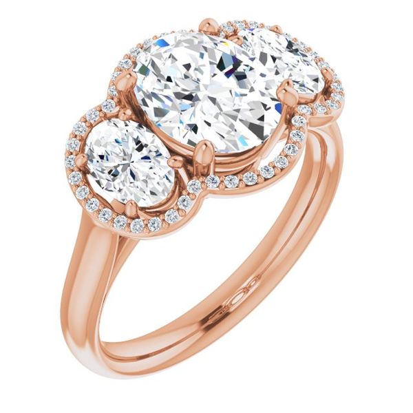 Three-Stone Halo-Style Engagement Ring The Jewelry Source El Segundo, CA