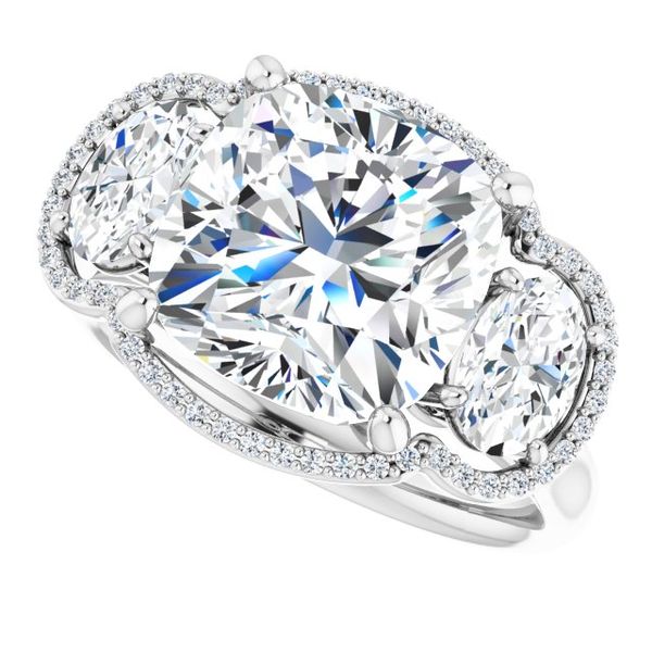 Three-Stone Halo-Style Engagement Ring Image 5 Michael Szwed Jewelers Longmeadow, MA