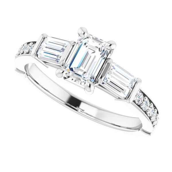 Baguette Accented Engagement Ring Image 5 Hingham Jewelers Hingham, MA