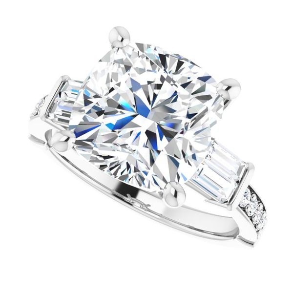 Baguette Accented Engagement Ring Image 5 Hingham Jewelers Hingham, MA