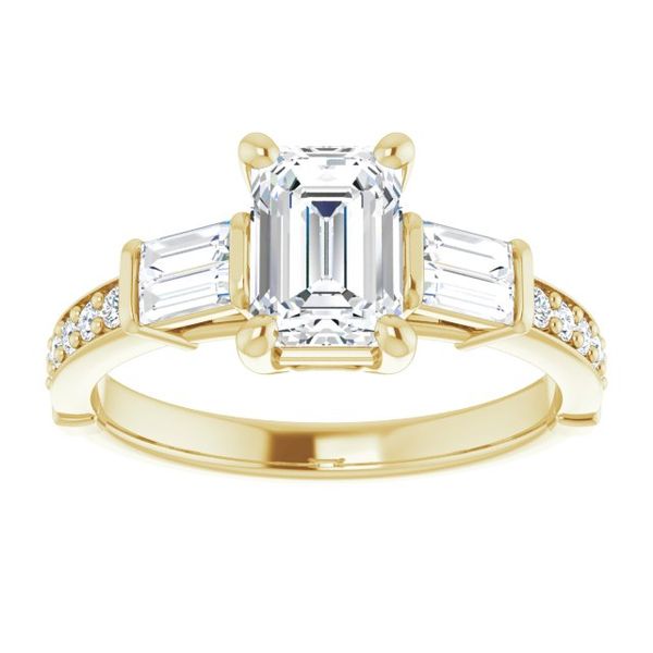 Baguette Accented Engagement Ring Image 3 Hingham Jewelers Hingham, MA