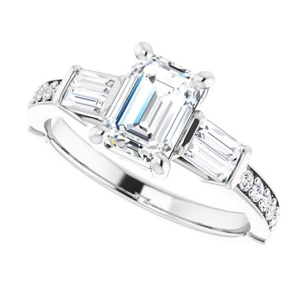 Baguette Accented Engagement Ring Image 5 Enchanted Jewelry Plainfield, CT