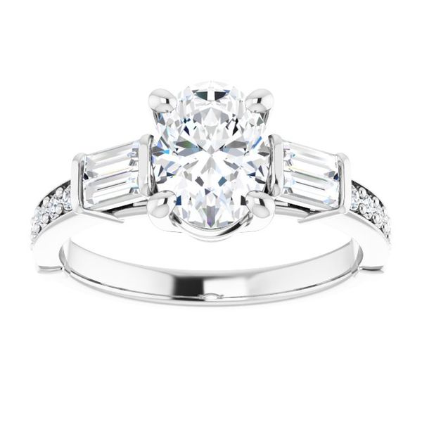 Baguette Accented Engagement Ring Image 3 Hingham Jewelers Hingham, MA