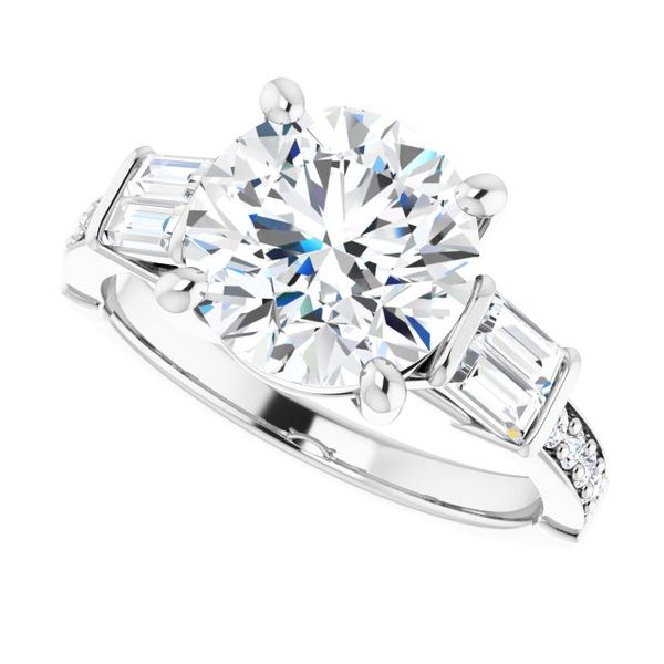 Baguette Accented Engagement Ring Image 5 Enchanted Jewelry Plainfield, CT