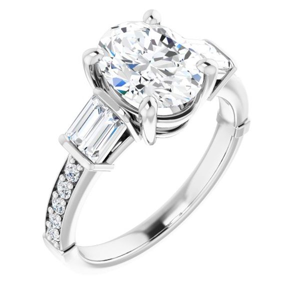 Baguette Accented Engagement Ring The Ring Austin Round Rock, TX
