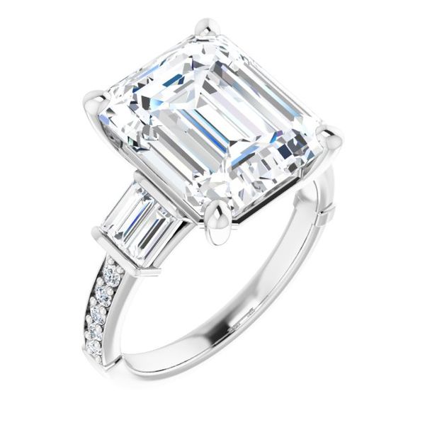 Baguette Accented Engagement Ring Erica DelGardo Jewelry Designs Houston, TX