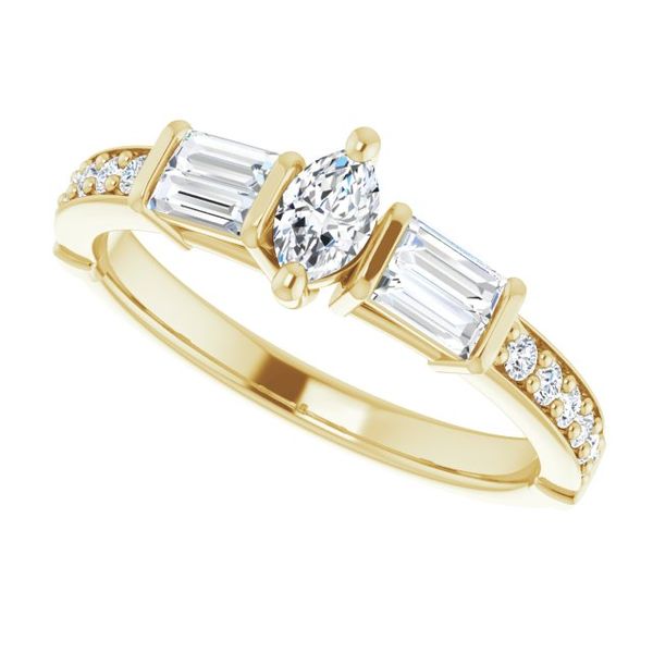 Baguette Accented Engagement Ring Image 5 Erica DelGardo Jewelry Designs Houston, TX