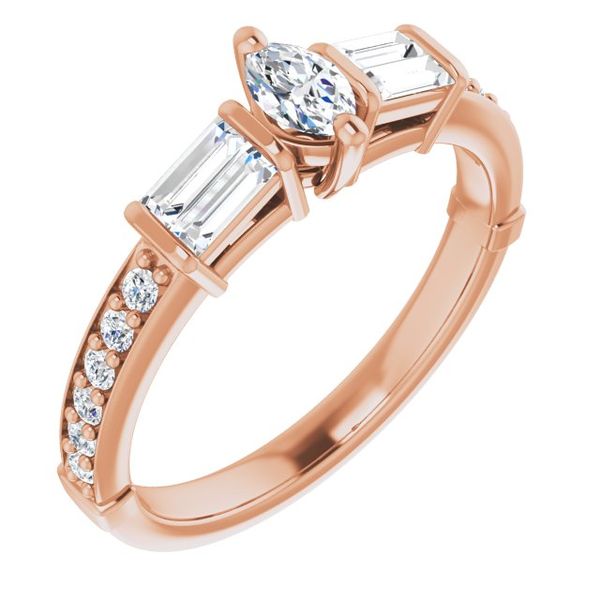 Baguette Accented Engagement Ring Erica DelGardo Jewelry Designs Houston, TX