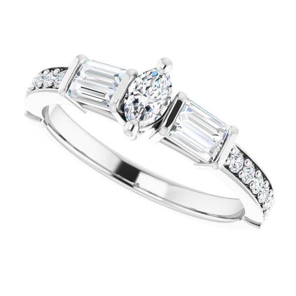 Baguette Accented Engagement Ring Image 5 George & Company Diamond Jewelers Dickson City, PA