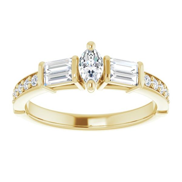 Baguette Accented Engagement Ring Image 3 The Ring Austin Round Rock, TX