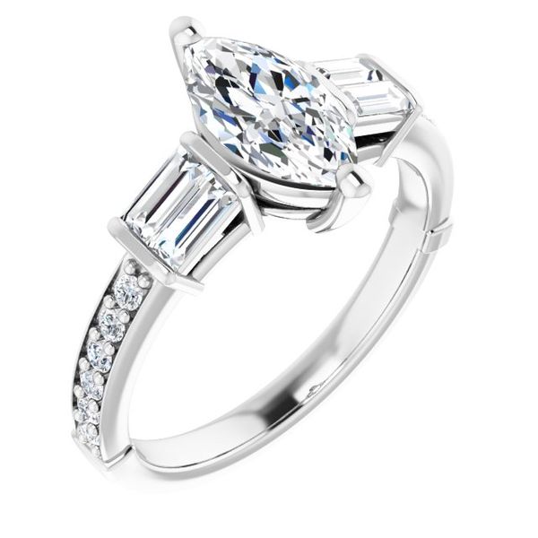 Baguette Accented Engagement Ring Goldstein's Jewelers Mobile, AL