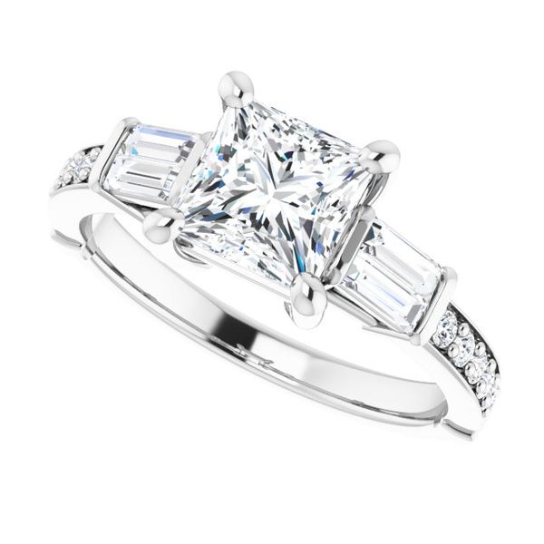 Baguette Accented Engagement Ring Image 5 MurDuff's, Inc. Florence, MA