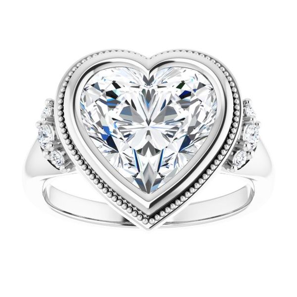 Bezel-Set Accented Engagement Ring Image 3 MurDuff's, Inc. Florence, MA