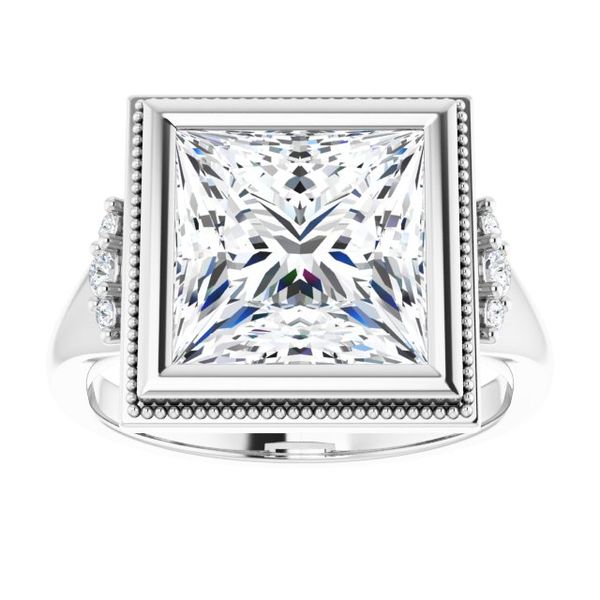 Bezel-Set Accented Engagement Ring Image 3 H. Brandt Jewelers Natick, MA