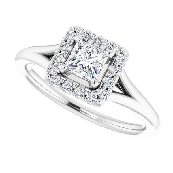 Stella Halo Engagement Ring with Plain Band