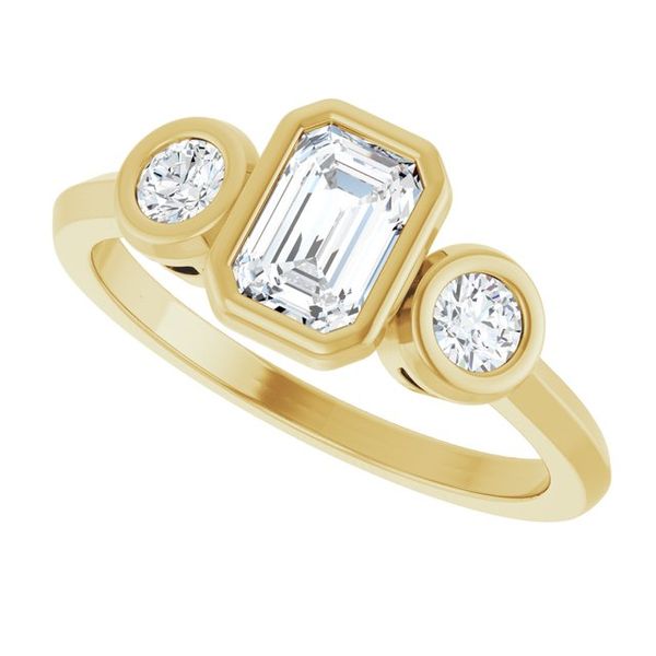 Three-Stone Bezel-Set Engagement Ring Image 5 Pickens Jewelers, Inc. Atlanta, GA