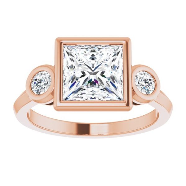 Three-Stone Bezel-Set Engagement Ring Image 3 MurDuff's, Inc. Florence, MA