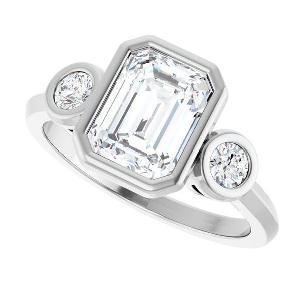 Three-Stone Bezel-Set Engagement Ring Image 5 The Jewelry Source El Segundo, CA