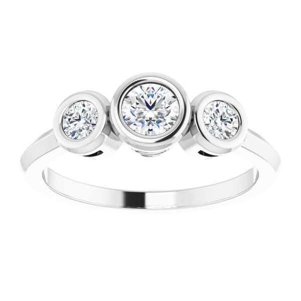 Three-Stone Bezel-Set Engagement Ring Image 3 The Jewelry Source El Segundo, CA