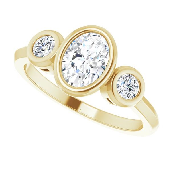 Three-Stone Bezel-Set Engagement Ring Image 5 The Jewelry Source El Segundo, CA