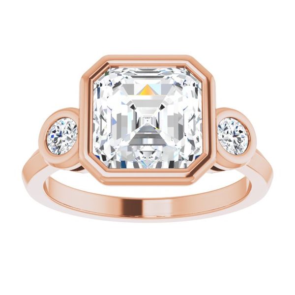 Three-Stone Bezel-Set Engagement Ring Image 3 The Jewelry Source El Segundo, CA