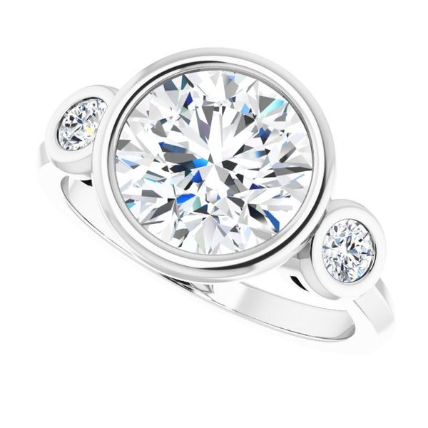 Three-Stone Bezel-Set Engagement Ring Image 5 Meritage Jewelers Lutherville, MD
