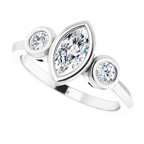 Three-Stone Bezel-Set Engagement Ring Image 5 MurDuff's, Inc. Florence, MA