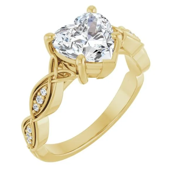 V-End Prong Accented Engagement Ring
