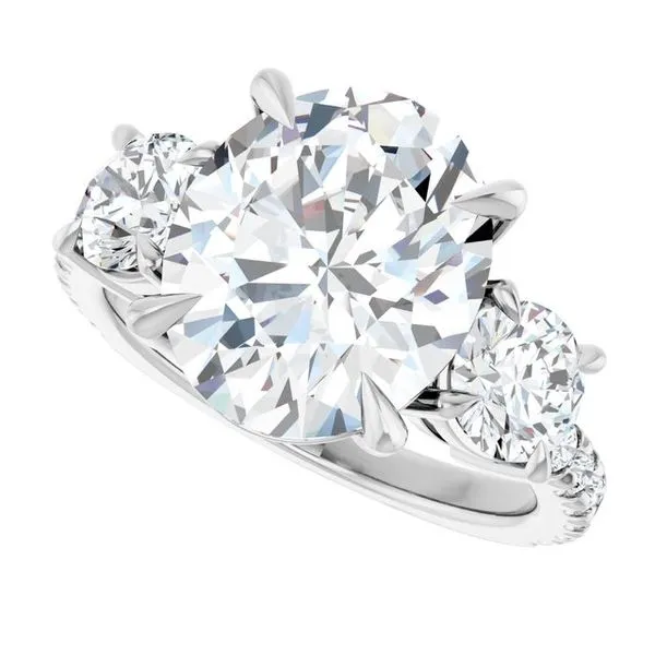 Bezel-Set Three-Stone Engagement Ring West - Main Image