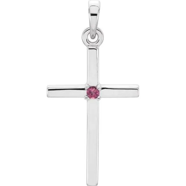 Pink Diamond Cross Necklace - Rose Gold