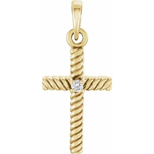 Stuller Rope Cross Pendant R42329:6000:P 14KY - Pendants | James