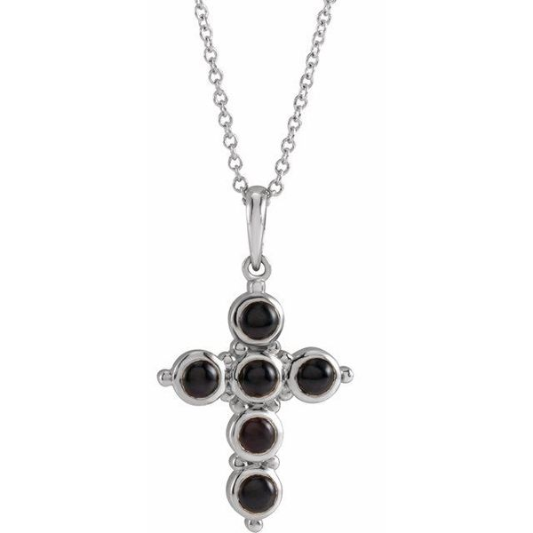Bulova Black Onyx Cross Amulet Necklace | Gage Diamonds